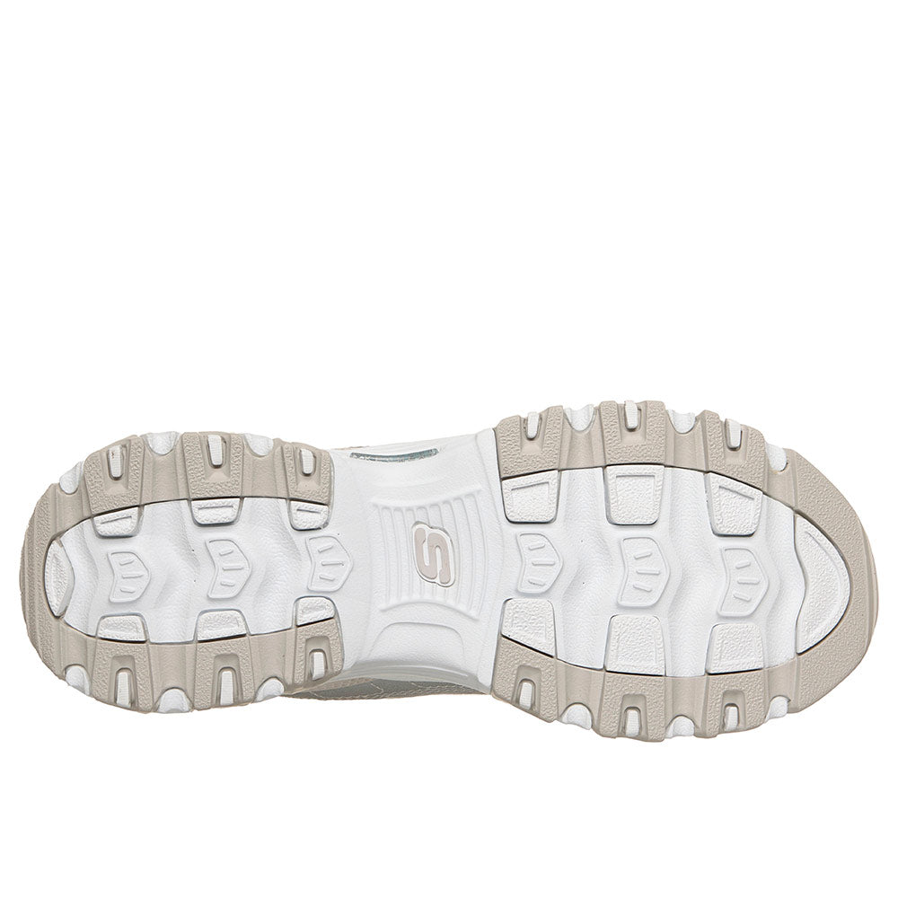 Tenis Mujer Skechers D'Lites Smooth Nostalgia - Blanco/Gris