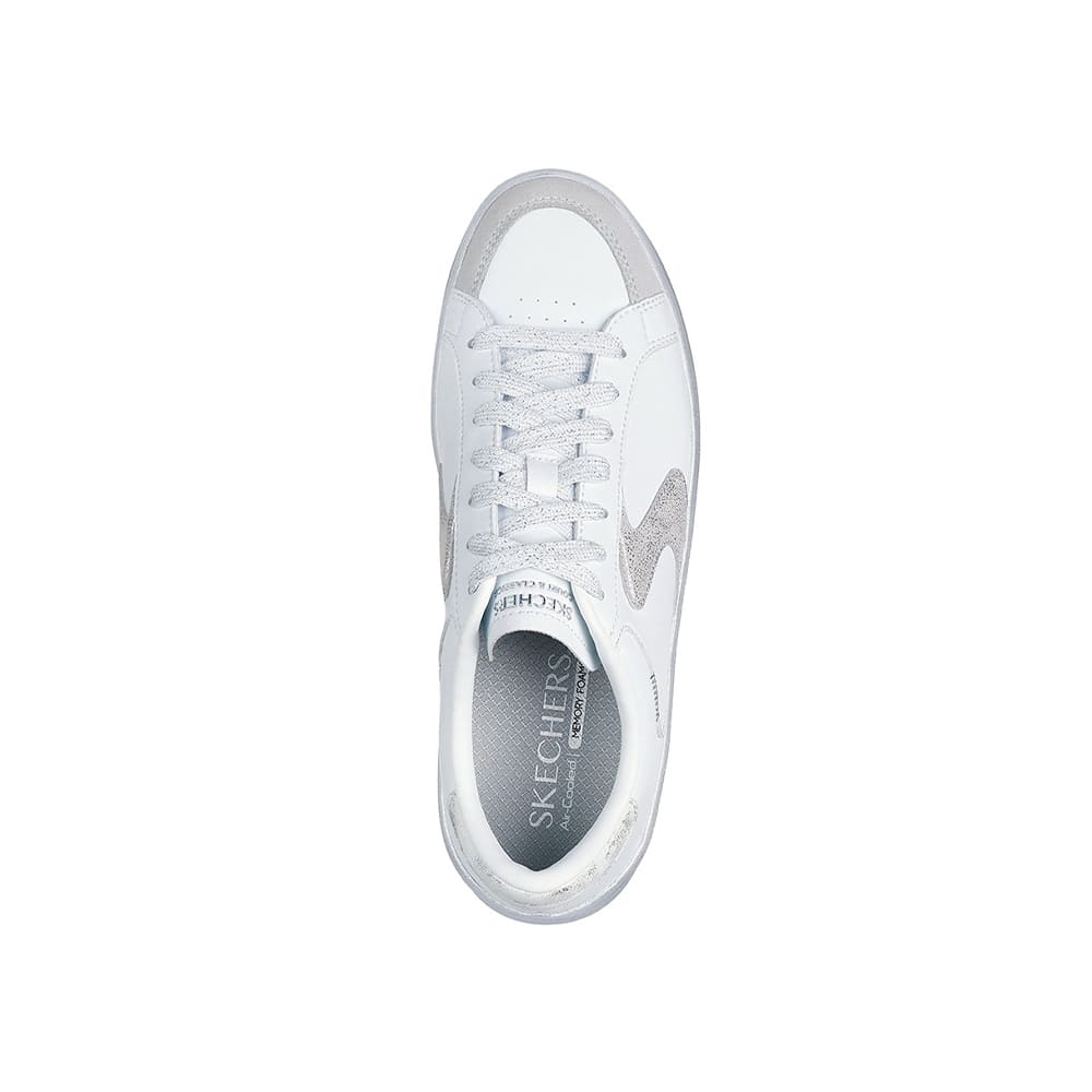 Tenis Mujer Skechers Hiland Quite Chic - Blanco - Plateado