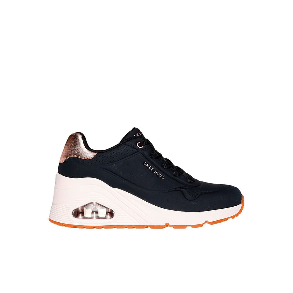 Tenis Skechers Mujer Uno Wedge - Hi Steps - Negro - Blanco