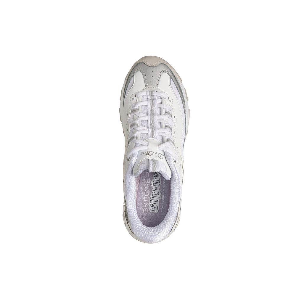 Tenis Mujer Skechers D'Lites Smooth Nostalgia - Blanco/Gris