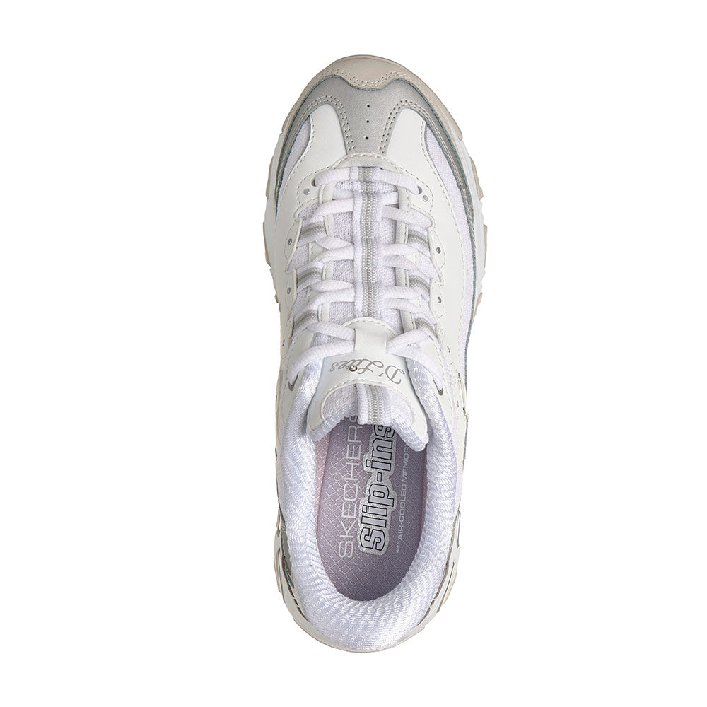 Tenis Mujer Skechers D'Lites Smooth Nostalgia - Blanco/Gris