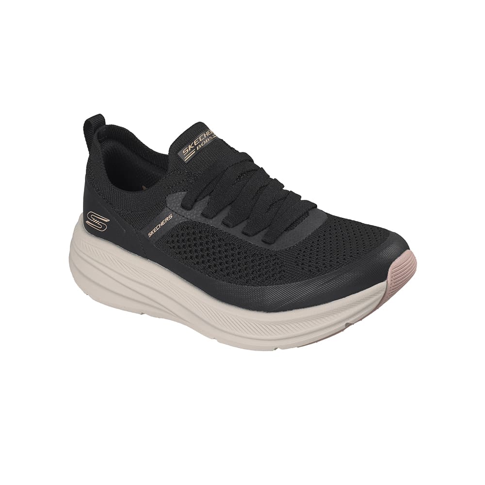 Tenis SkechersMujer Laced Engineered Knit W/- Negro