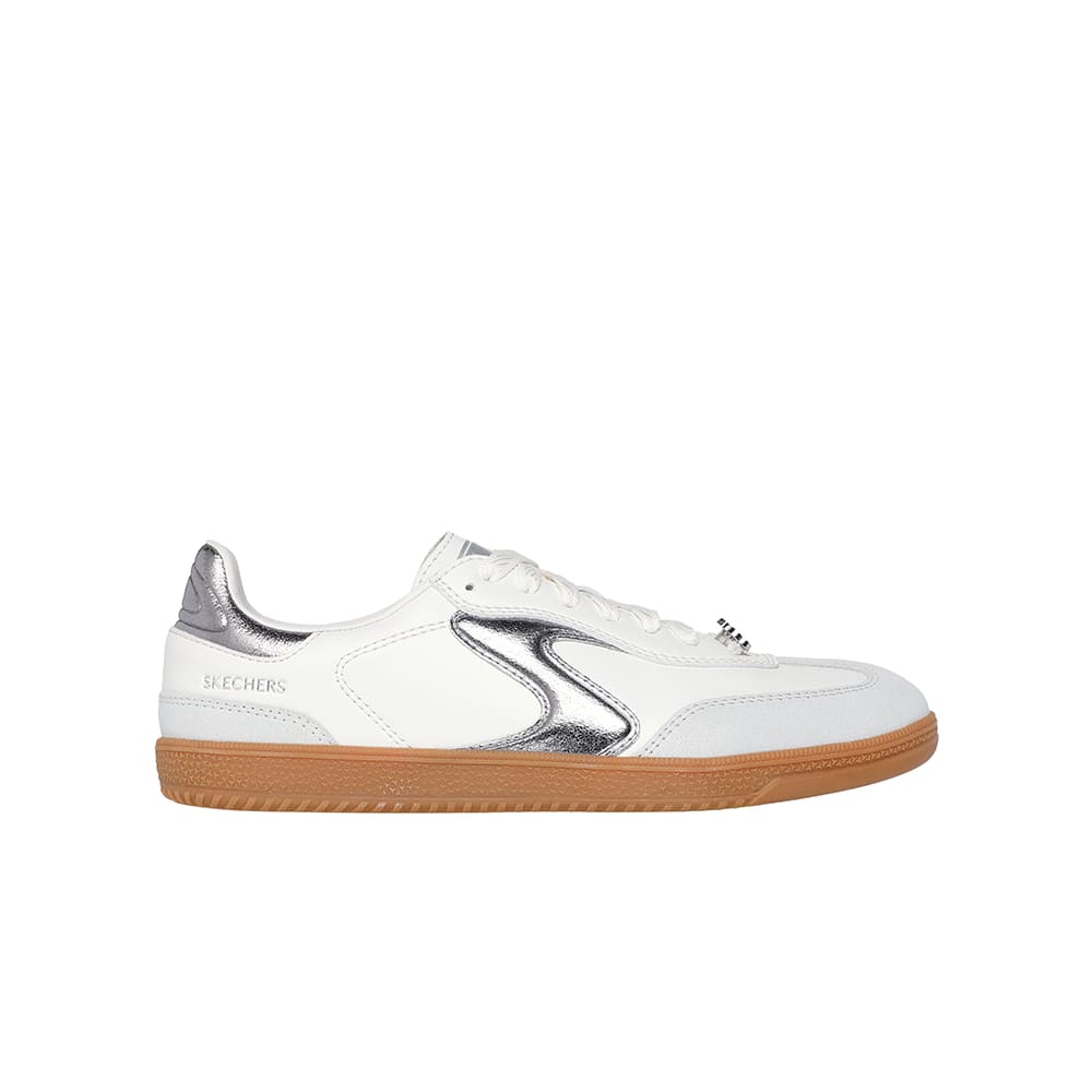 Tenis SkechersMujer Duraleather Metallic Popped- Blanco