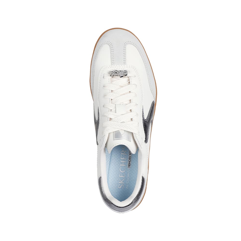 Tenis SkechersMujer Duraleather Metallic Popped- Blanco