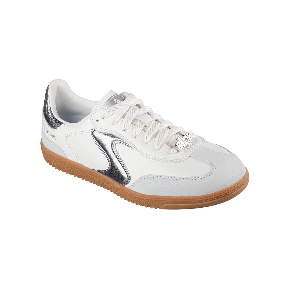 Tenis SkechersMujer Duraleather Metallic Popped- Blanco