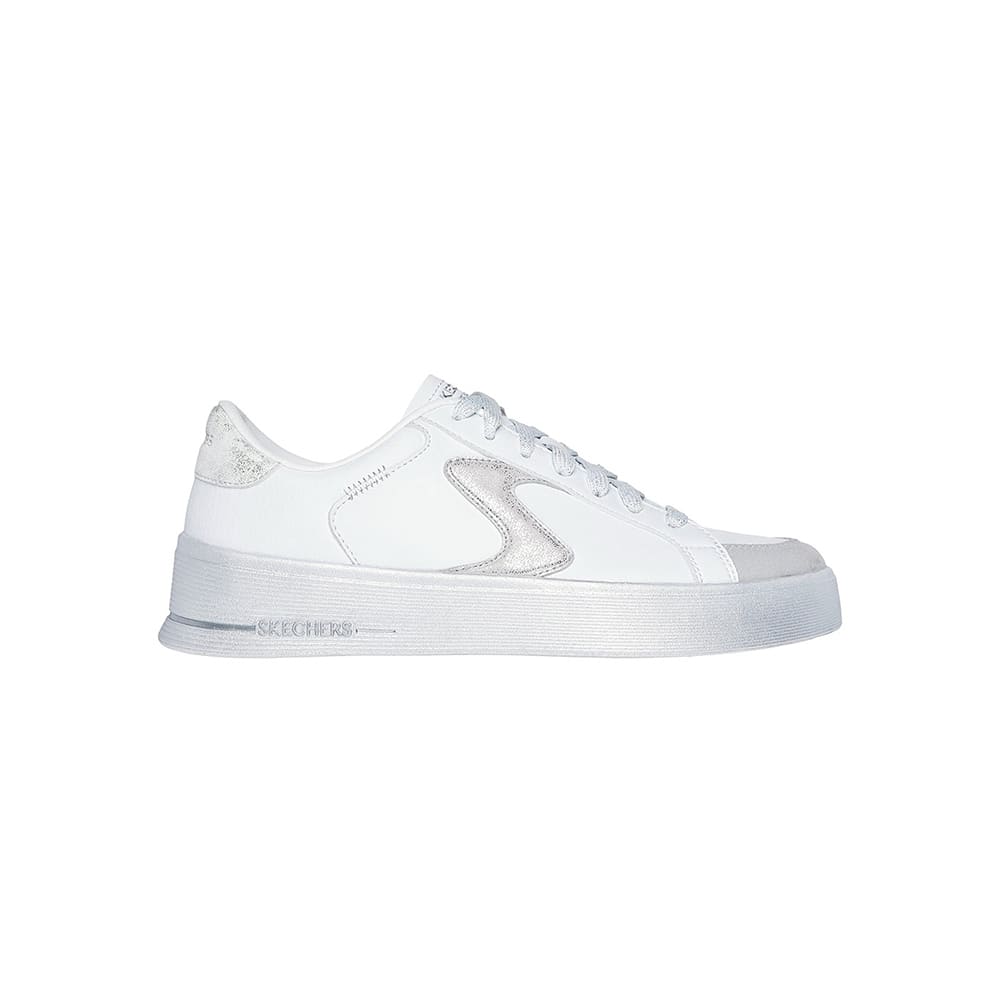 Tenis Mujer Skechers Hiland Quite Chic - Blanco - Plateado