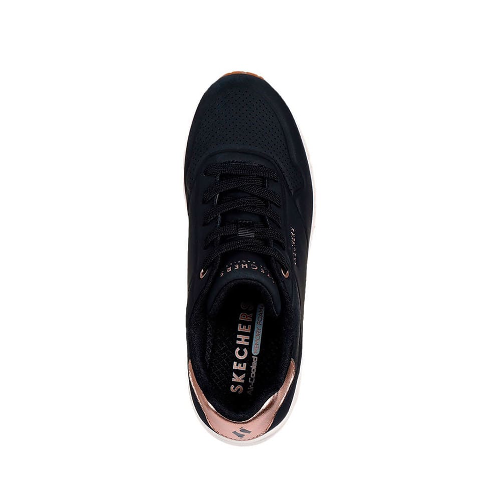 Tenis Skechers Mujer Uno Wedge - Hi Steps - Negro - Blanco