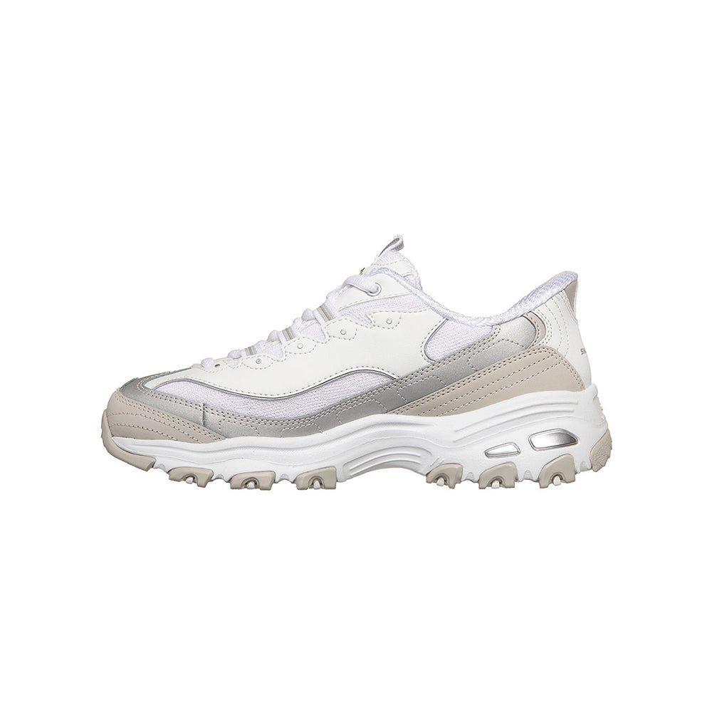 Tenis Mujer Skechers D'Lites Smooth Nostalgia - Blanco/Gris